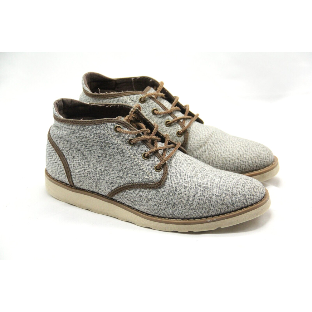 Generic Man Canvas Ankle Boots Mens 8.5 Gray Vibram Chucka Leather Round Toe
